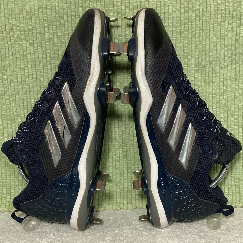 Adidas Poweralley 5 Black/Blue Baseball Athletic Cleats Shoes Mens Size US 10